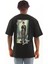 Oversize Baskılı Bisiklet Yaka T-Shirt - Siyah 5