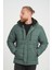 Erkek Kapüşonlu Içi Polarlı %100 Polyester Şişme Mont 3