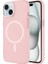 Apple iPhone 15 Uyumlu Kılıf Magsafe Şarj Özellikli Buzlu Transparan C-Pro Sert Kapak, Pembe 1