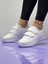 Kadın Bantlı Fuspetli Faylon Taban Spor Ayakkabı-Beyaz 1