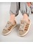 Kadın Unisex Klasik Bağcıklı Ortopedik Spor Sneaker Ayakkabı-Bej 3