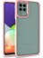 Samsung Galaxy A22 4g Uyumlu Kılıf Sert Silikon Renkli Şerit Tasarımlı Parlak Flora Kapak, Rose Gold 1