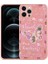 Apple iPhone 13 Pro Max Uyumlu Kılıf Desenli Sert Silikon Mumila Kapak, Pink Flower 1