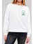 Yeşil Kurbağa Baskılı Beyaz Unisex Kadın Erkek Pamuklu Sweatshirt CU259 1