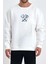 Balta ve Çekiç Şimşek Baskılı Beyaz Unisex Kadın Erkek Pamuklu Sweatshirt CU273 1