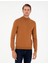 Erkek Kahverengi Slim Fit Yarım Balıkçı Yaka Basic Triko Kazak 50296614-VR163 1