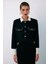 1549-6525 Siyah Kadın Kontrast Kısa Tüvit Ceket 1