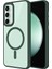Samsung Galaxy S23 Fe Uyumlu Kılıf Wireless Şarj Özellikli Krom Magsafe Silikon Kapak, Koyu Yeşil 1