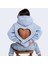 Kadın Mavi Sırtı Kalp Kesim Taşlı Kapüşonlu Oversize Sweatshirt HZL25W-DSB12701 1