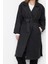 Kadın Moda Şık Bol Ceket Yaka Uzun Düz Astarlı Oversize Geniş Kesim Kemerli Uzun Yünlü Kaşe Kaban 1