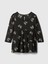 Kız Bebek Siyah Tül Detaylı Desenli Elbise 2