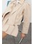 Kadın Moda Şık Regular Ceket Yaka Standart Düz Astarlı Örme Kaşe Crop Biker Ince Ceket Mont 2
