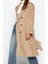 Kadın Moda Şık Bol Ceket Yaka Uzun Düz Astarlı Oversize Geniş Kesim Kuşaklı Kaban 3