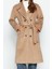 Kadın Moda Şık Bol Ceket Yaka Uzun Düz Astarlı Oversize Geniş Kesim Kuşaklı Kaban 4