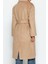 Kadın Moda Şık Bol Ceket Yaka Uzun Düz Astarlı Oversize Geniş Kesim Kuşaklı Kaban 5