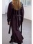 Kadın Moda Şık Oversize Ceket Yaka Uzun Düz Astarlı Kemerli Oversize Suni Deri Trençkot 2