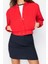 Kadın Moda Şık Bol Hakim Yaka Crop Düz Astarlı Oversize Crop Ince Bomber Mont 4