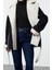 Kadın Moda Şık Bol Ceket Yaka Midi Düz Astarsız Oversize Kuşaklı Peluş Detaylı Süet Mont 4