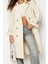 Kadın Moda Şık Oversize Ceket Yaka Uzun Düz Astarlı Oversize Geniş Kesim Kemerli Trençkot 2