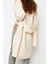 Kadın Moda Şık Oversize Ceket Yaka Uzun Düz Astarlı Oversize Geniş Kesim Kemerli Trençkot 3