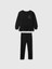 Kız Bebek Siyah Vintage Soft Tül Detaylı Sweatshirt Set 1