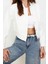 Kadın Moda Şık Bol Hakim Yaka Crop Düz Astarlı Oversize Crop Ince Bomber Mont 2