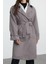 Kadın Moda Şık Oversize Ceket Yaka Uzun Düz Astarlı Oversize Kuşaklı Trençkot 3