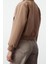 Kadın Moda Şık Bol Hakim Yaka Crop Düz Astarlı Oversize Crop Ince Bomber Mont 4