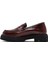 Kadın Bordo Kalın Tabanlı Deri Maskülen Loafer 24WFD236322 2