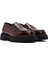 Kadın Bordo Kalın Tabanlı Deri Maskülen Loafer 24WFD236322 3