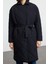Kadın Moda Şık Bol Ceket Yaka Uzun Düz Astarlı Oversize Kuşaklı Uzun Kapitone Şişme Mont 1