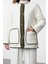 Kadın Moda Şık Oversize Bisiklet Yaka Midi Düz Astarlı Oversize Peluş Detaylı Kapitone Mont 1