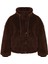 Kadın Moda Şık Oversize Dik Yaka Standart Düz Astarlı Oversize Peluş Mont 1