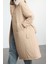 Kadın Moda Şık Regular Ceket Yaka Uzun Düz Astarlı Yakası Peluş Kemerli Su Itici Parka Şişme Mont 3