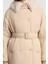 Kadın Moda Şık Regular Ceket Yaka Uzun Düz Astarlı Yakası Peluş Kemerli Su Itici Parka Şişme Mont 5