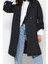 Kadın Moda Şık Oversize Ceket Yaka Midi Düz Astarlı Oversize Kuşaklı Su Itici Uzun Trençkot 2
