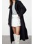 Kadın Moda Şık Oversize Ceket Yaka Uzun Düz Astarlı Yaka Detaylı Oversize Yünlü Kaban 2