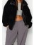 Kadın Moda Şık Oversize Dik Yaka Standart Düz Astarlı Oversize Peluş Mont 2