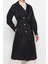 Kadın Moda Şık Oversize Ceket Yaka Uzun Düz Astarsız Kuşaklı Su Itici Uzun Trençkot 2