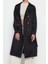 Kadın Moda Şık Oversize Ceket Yaka Uzun Düz Astarsız Kuşaklı Su Itici Uzun Trençkot 4