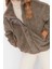 Tasarım Düz Astarlı Yaka Standart Oversize Dik Kadın Oversize Fermuarlı Peluş Mont 3