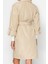 Tasarım Düz Astarlı Yaka Midi Oversize Ceket Kadın Oversize Kuşaklı Su Itici Uzun Trençkot 5