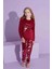 Yeni Sezon Trend Model Kadife Anne/kız Çocuk Pijama Takımı 2776-BORDO 5