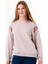 Kız Çocuk Şerit Modelli Nakışlı Sweatshirt - Lila 2