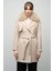 Yakası Çıkabilen Kürklü Apolet ve Pelerin Detaylı Kaşmir Kaban Bej 3007-TK 2