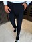 Italyan Stil Slim Fit Gofre Kumaş Bel Detaylı Erkek Pantolon Siyah T11438 5