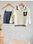 Kız Çocuk Kolej Old School Kışlık Triko Sweatshirt Etek Alt-Üst Takım 2