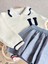 Kız Çocuk Kolej Old School Kışlık Triko Sweatshirt Etek Alt-Üst Takım 3