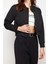 Kadın Moda Şık Bol Hakim Yaka Crop Düz Astarlı Oversize Crop Ince Bomber Mont 3