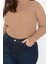 Moda Büyük Beden Dik Yaka Örme Fit Düz Desen Casual Günlük Regular Uzun Kol Bluz 1
